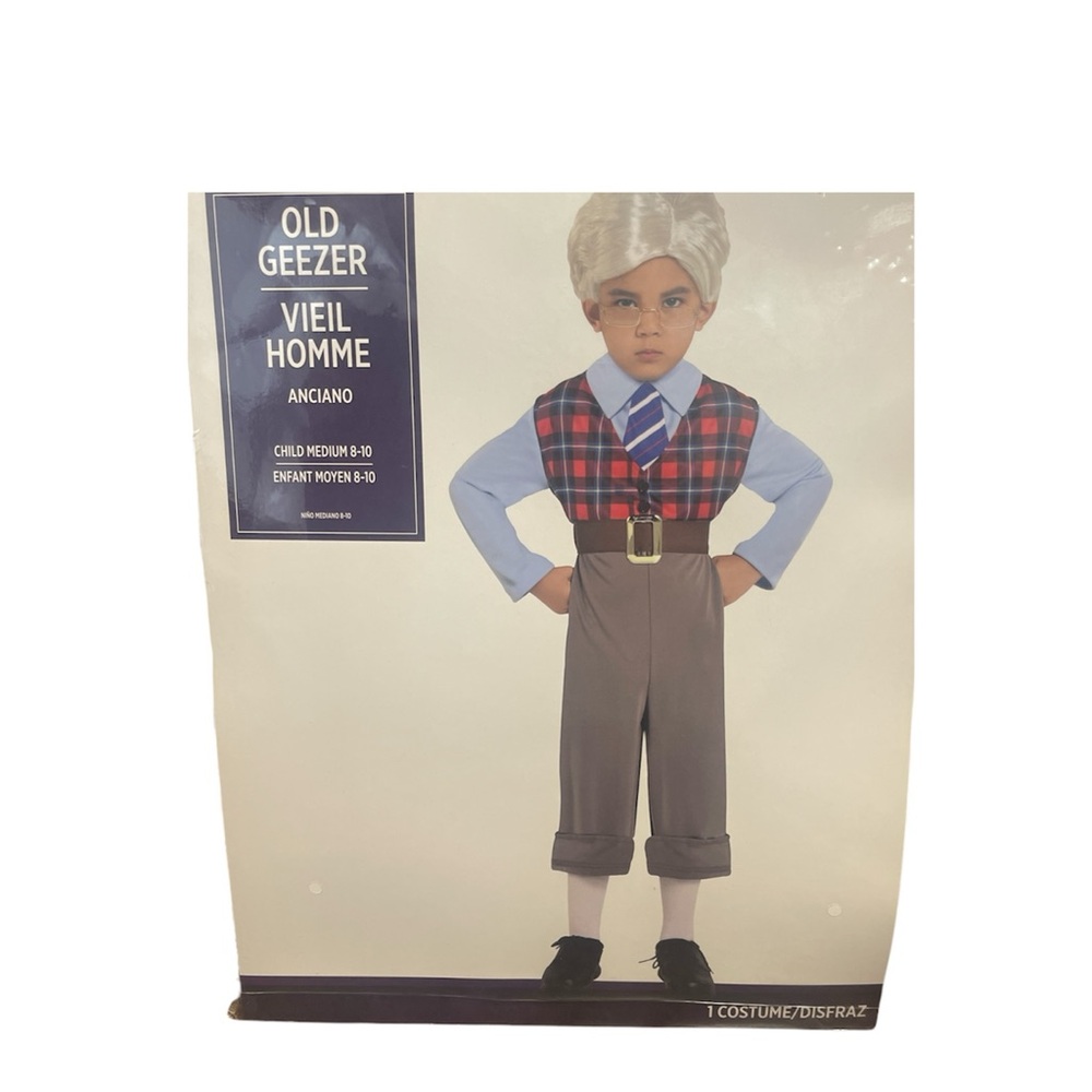 Old Geezer Youth Child Boys Size Medium 8-10 Halloween Dress Up Costume